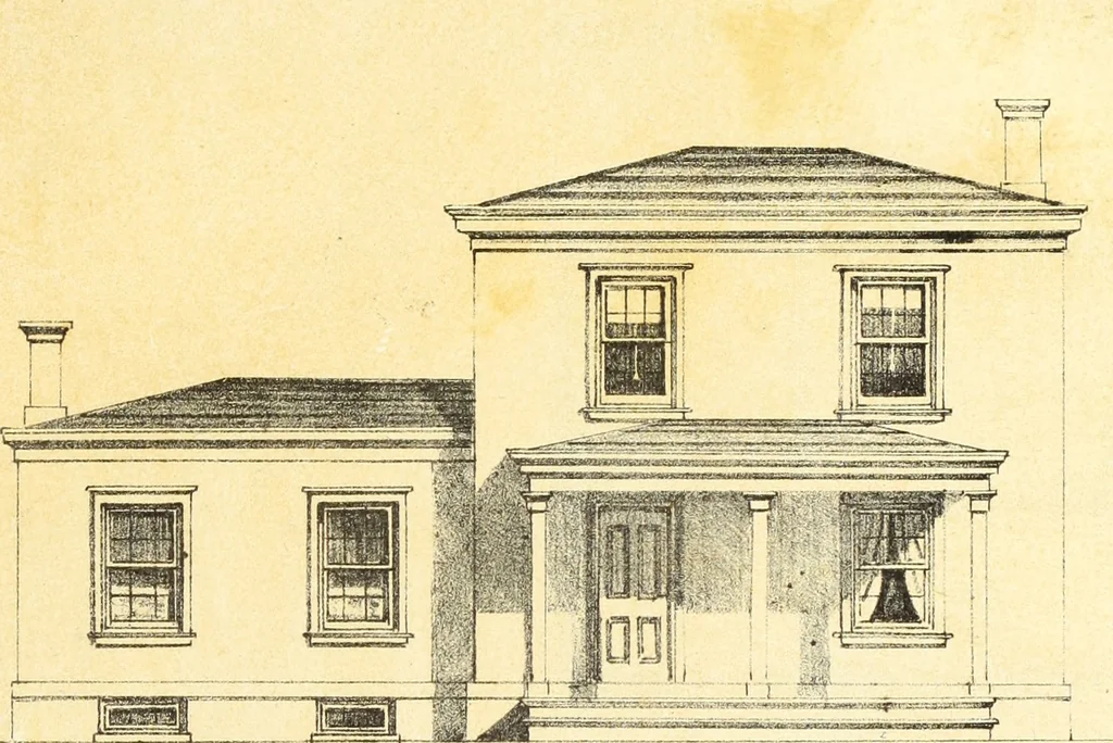 An illustration from The American architect : comprising original designs of cheap country and village residences, with details, specifications, plans and directions, and an estimate of the cost of each design, 1849, leaf 50