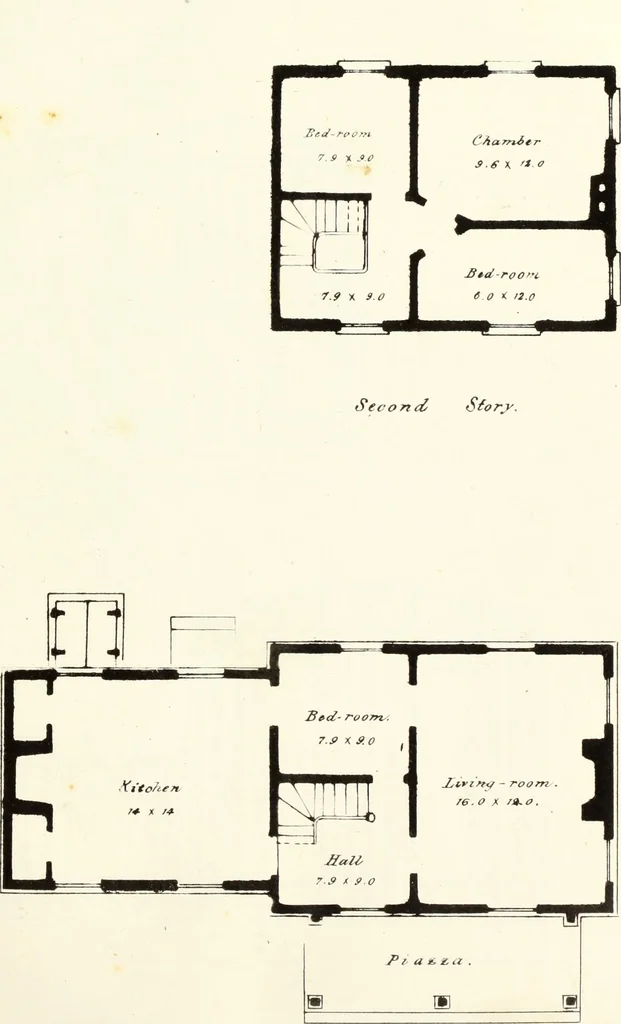 An illustration from The American architect : comprising original designs of cheap country and village residences, with details, specifications, plans and directions, and an estimate of the cost of each design, 1849, leaf 52
