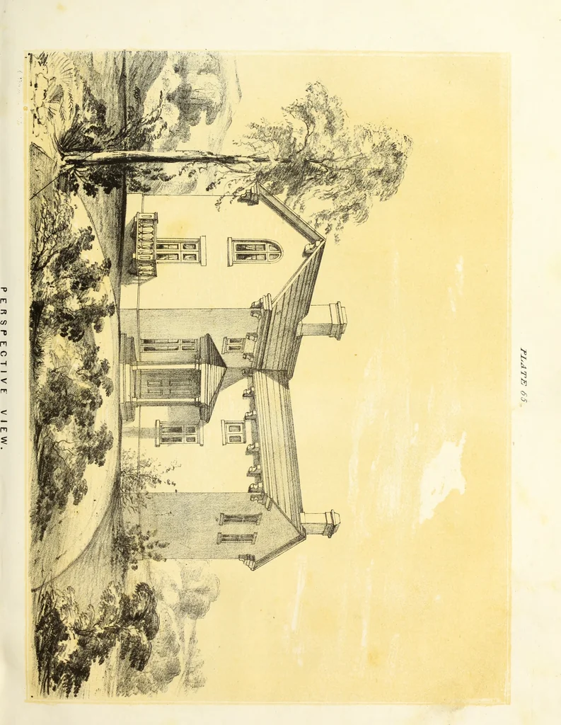 An illustration from The American architect : comprising original designs of cheap country and village residences, with details, specifications, plans and directions, and an estimate of the cost of each design, 1849, leaf 60