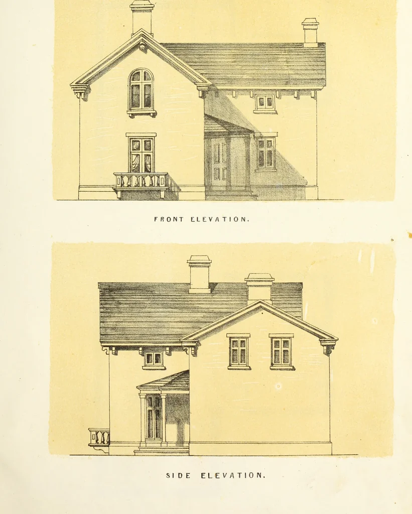 An illustration from The American architect : comprising original designs of cheap country and village residences, with details, specifications, plans and directions, and an estimate of the cost of each design, 1849, leaf 62