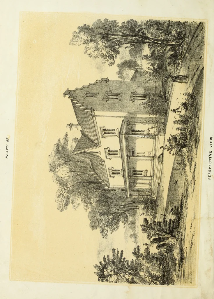 An illustration from The American architect : comprising original designs of cheap country and village residences, with details, specifications, plans and directions, and an estimate of the cost of each design, 1849, leaf 7
