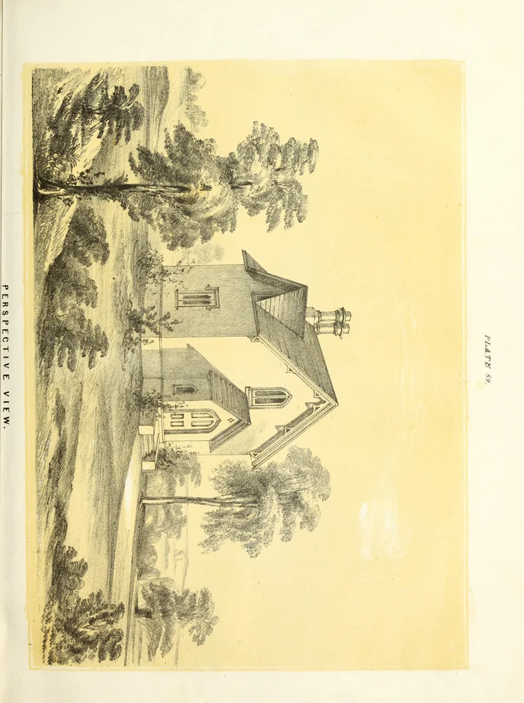 An illustration from The American architect : comprising original designs of cheap country and village residences, with details, specifications, plans and directions, and an estimate of the cost of each design, 1849, leaf 72