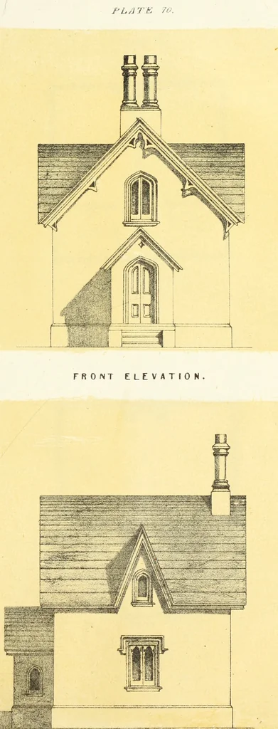 An illustration from The American architect : comprising original designs of cheap country and village residences, with details, specifications, plans and directions, and an estimate of the cost of each design, 1849, leaf 74