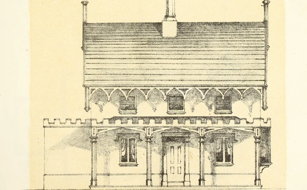 An illustration from The American architect : comprising original designs of cheap country and village residences, with details, specifications, plans and directions, and an estimate of the cost of each design, 1849, leaf 86