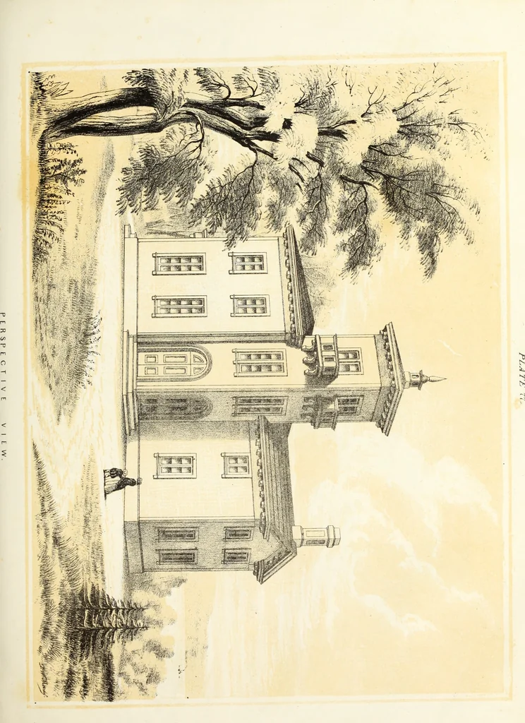 An illustration from The American architect : comprising original designs of cheap country and village residences, with details, specifications, plans and directions, and an estimate of the cost of each design, 1849, leaf 96