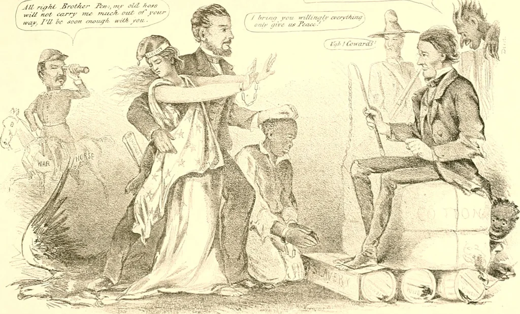 An illustration from American caricatures pertaining to the Civil War, 1918, leaf 100
