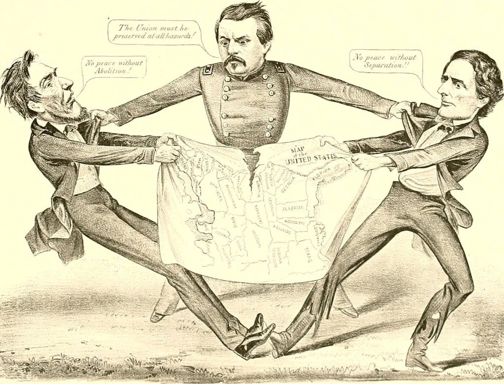An illustration from American caricatures pertaining to the Civil War, 1918, leaf 102