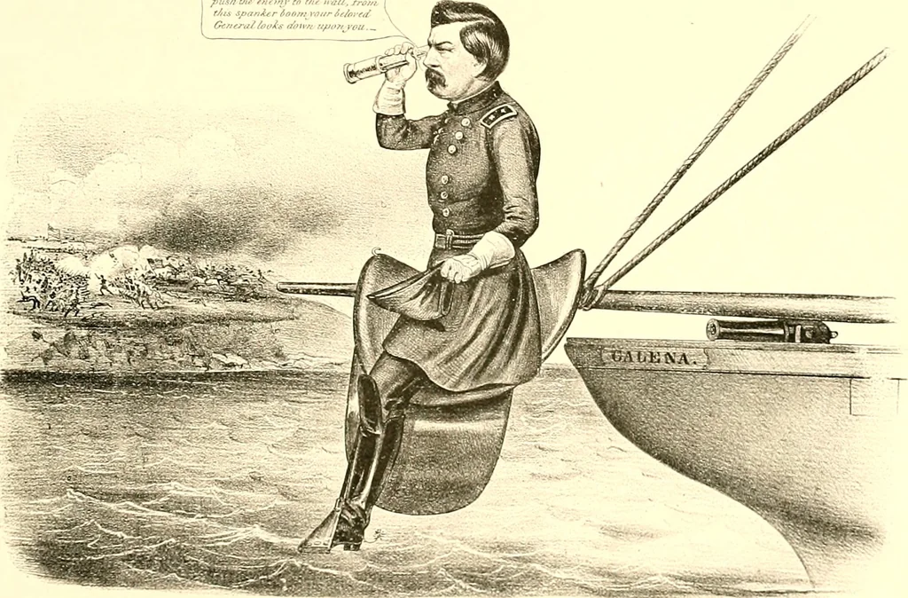 An illustration from American caricatures pertaining to the Civil War, 1918, leaf 104