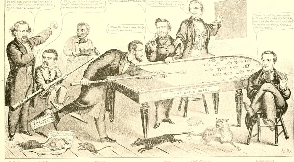 An illustration from American caricatures pertaining to the Civil War, 1918, leaf 106