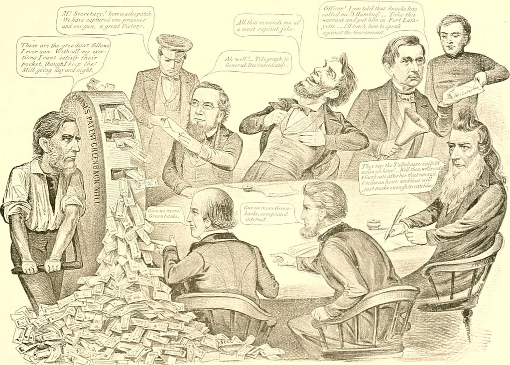 An illustration from American caricatures pertaining to the Civil War, 1918, leaf 108