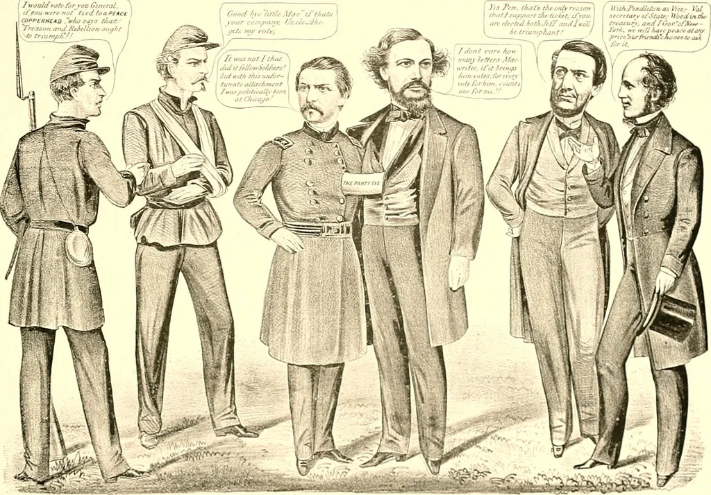 An illustration from American caricatures pertaining to the Civil War, 1918, leaf 110