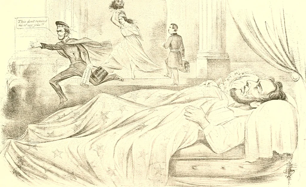 An illustration from American caricatures pertaining to the Civil War, 1918, leaf 114