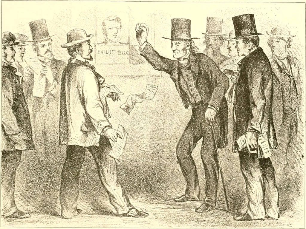 An illustration from American caricatures pertaining to the Civil War, 1918, leaf 118
