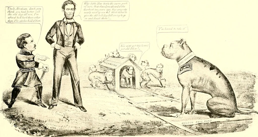 An illustration from American caricatures pertaining to the Civil War, 1918, leaf 120