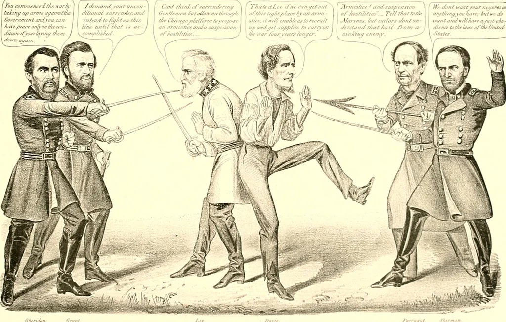 An illustration from American caricatures pertaining to the Civil War, 1918, leaf 122