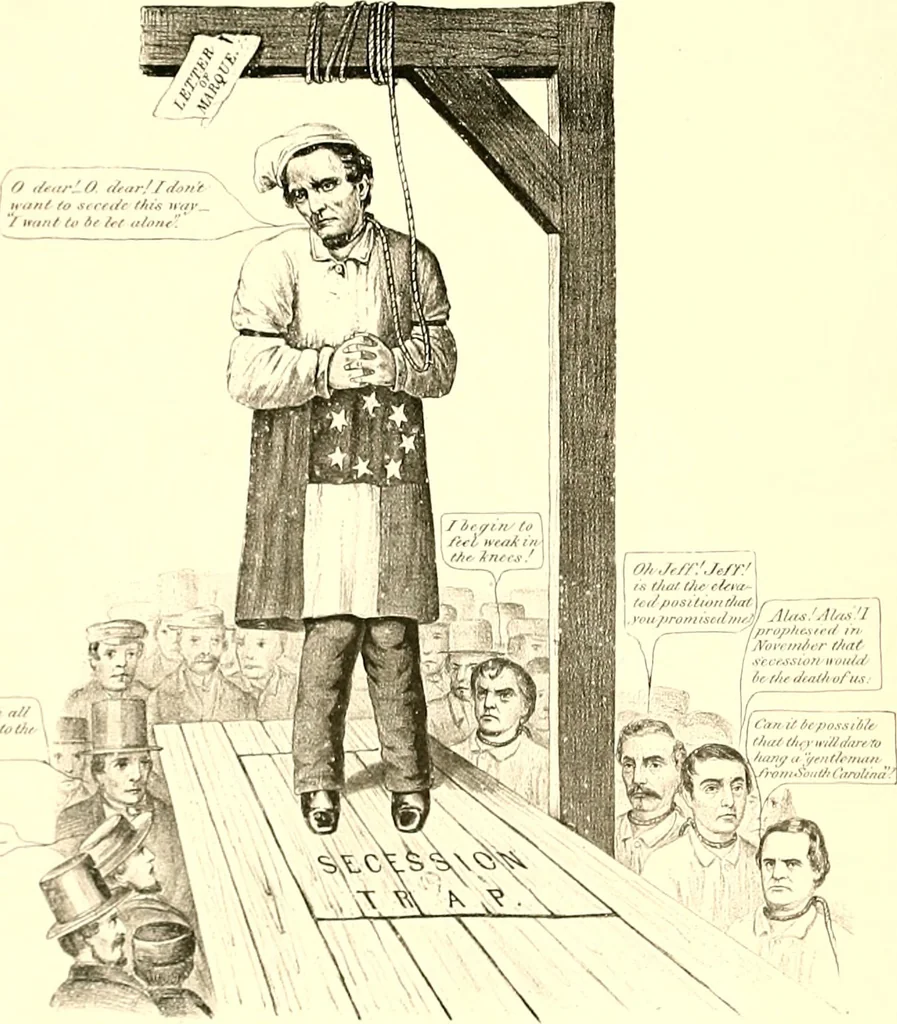An illustration from American caricatures pertaining to the Civil War, 1918, leaf 130