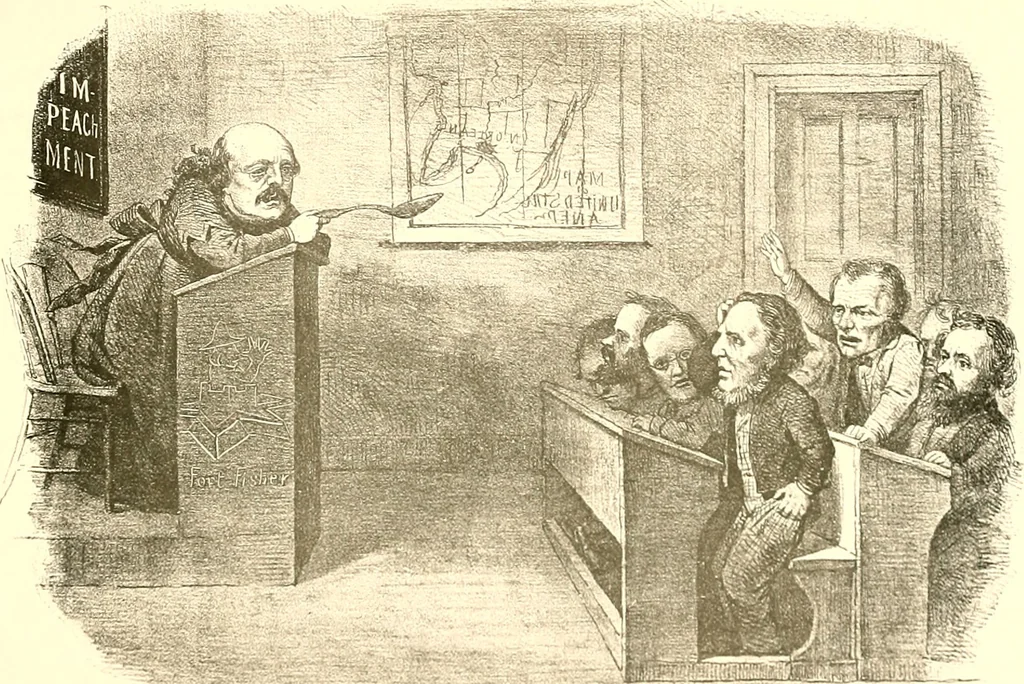 An illustration from American caricatures pertaining to the Civil War, 1918, leaf 134