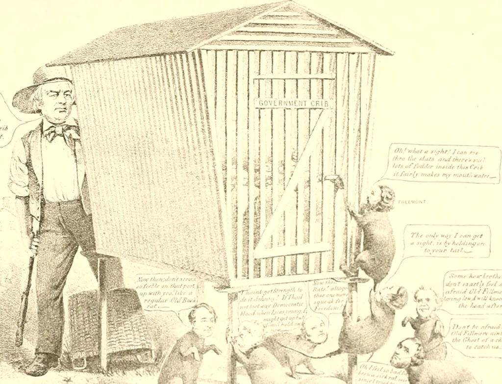 An illustration from American caricatures pertaining to the Civil War, 1918, leaf 14