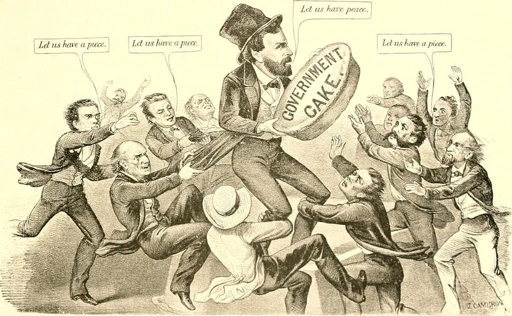 An illustration from American caricatures pertaining to the Civil War, 1918, leaf 142