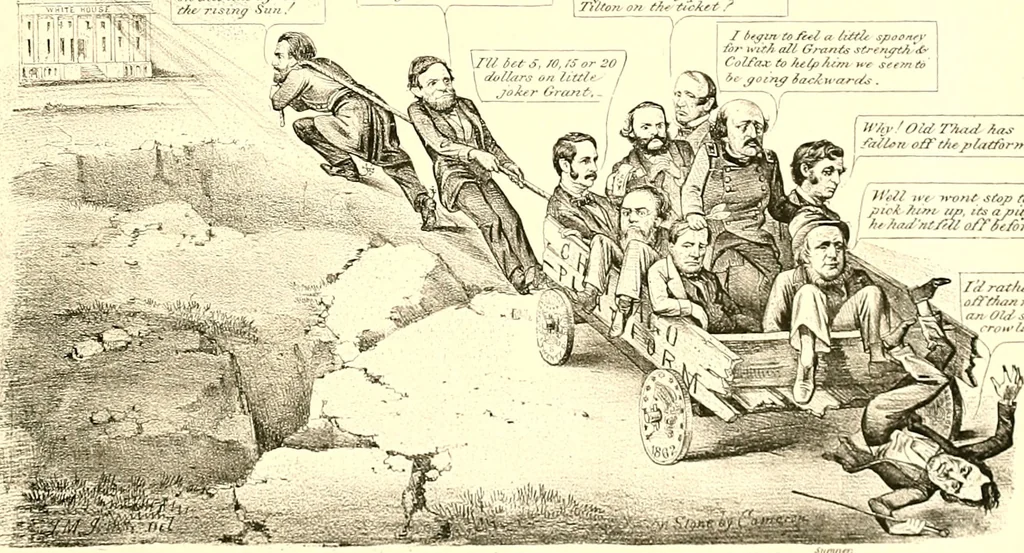 An illustration from American caricatures pertaining to the Civil War, 1918, leaf 148