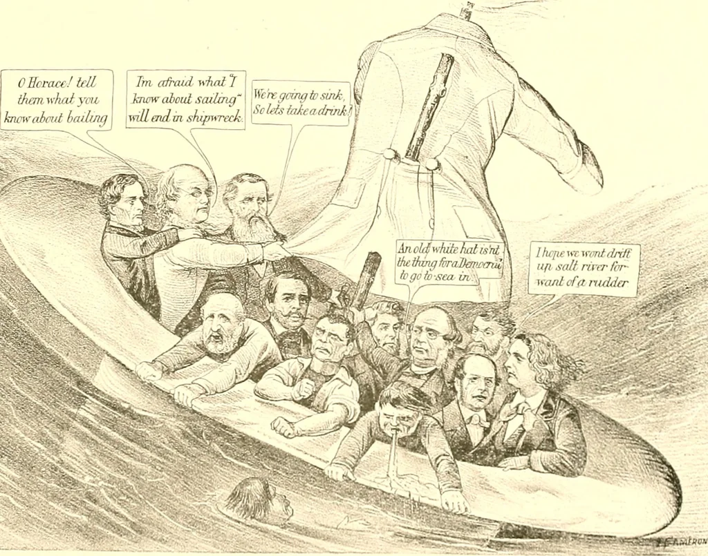 An illustration from American caricatures pertaining to the Civil War, 1918, leaf 156