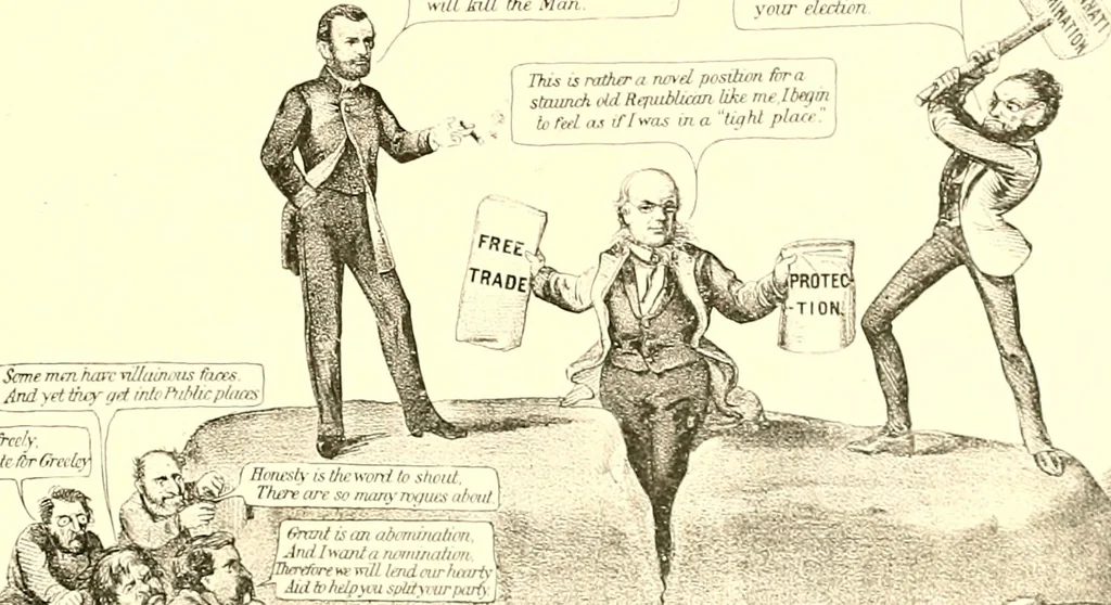 An illustration from American caricatures pertaining to the Civil War, 1918, leaf 160
