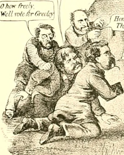 An illustration from American caricatures pertaining to the Civil War, 1918, leaf 160
