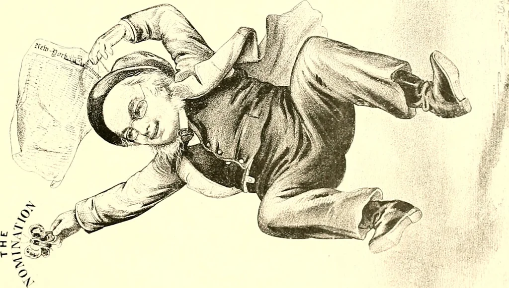 An illustration from American caricatures pertaining to the Civil War, 1918, leaf 162