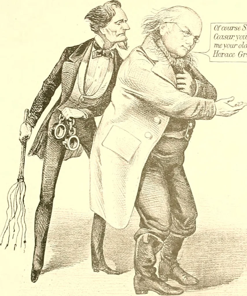 An illustration from American caricatures pertaining to the Civil War, 1918, leaf 166