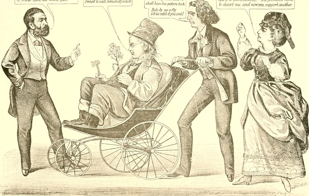 An illustration from American caricatures pertaining to the Civil War, 1918, leaf 168