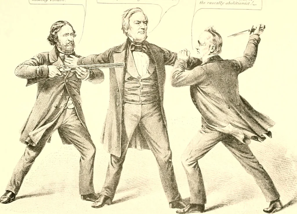 An illustration from American caricatures pertaining to the Civil War, 1918, leaf 26