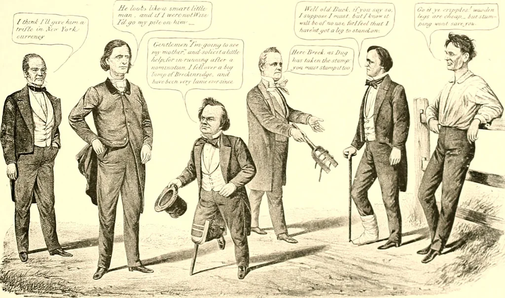 An illustration from American caricatures pertaining to the Civil War, 1918, leaf 32