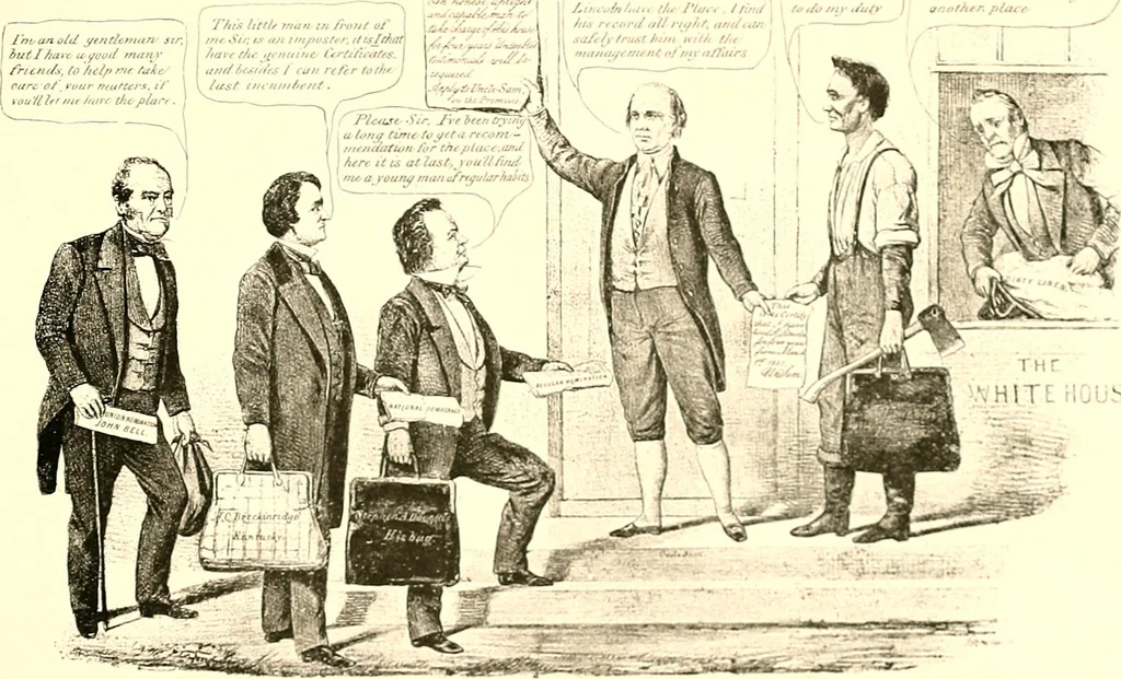 An illustration from American caricatures pertaining to the Civil War, 1918, leaf 44