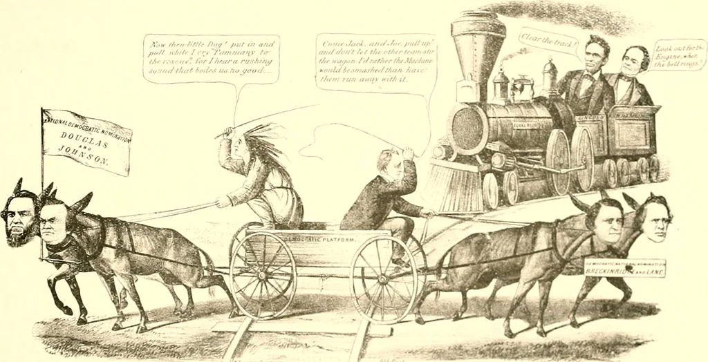 An illustration from American caricatures pertaining to the Civil War, 1918, leaf 46