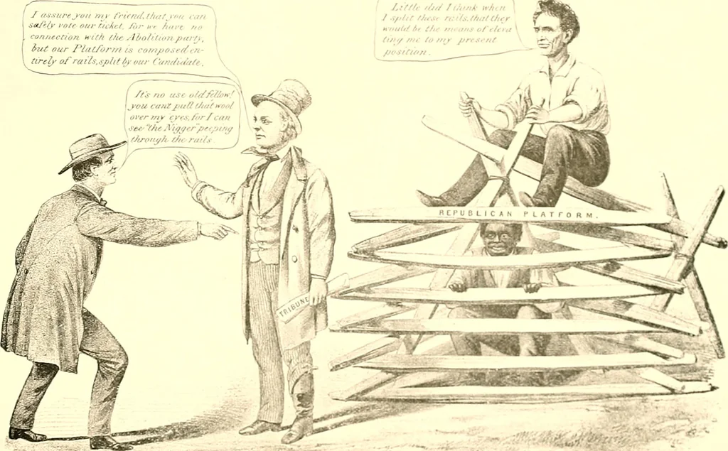 An illustration from American caricatures pertaining to the Civil War, 1918, leaf 52