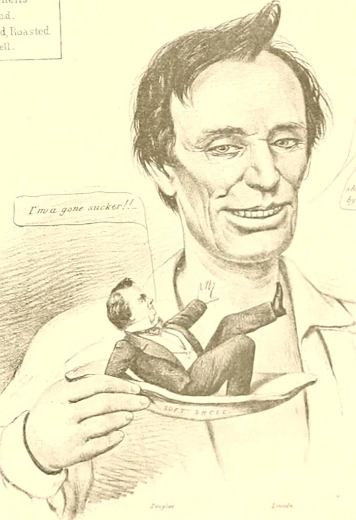 An illustration from American caricatures pertaining to the Civil War, 1918, leaf 54