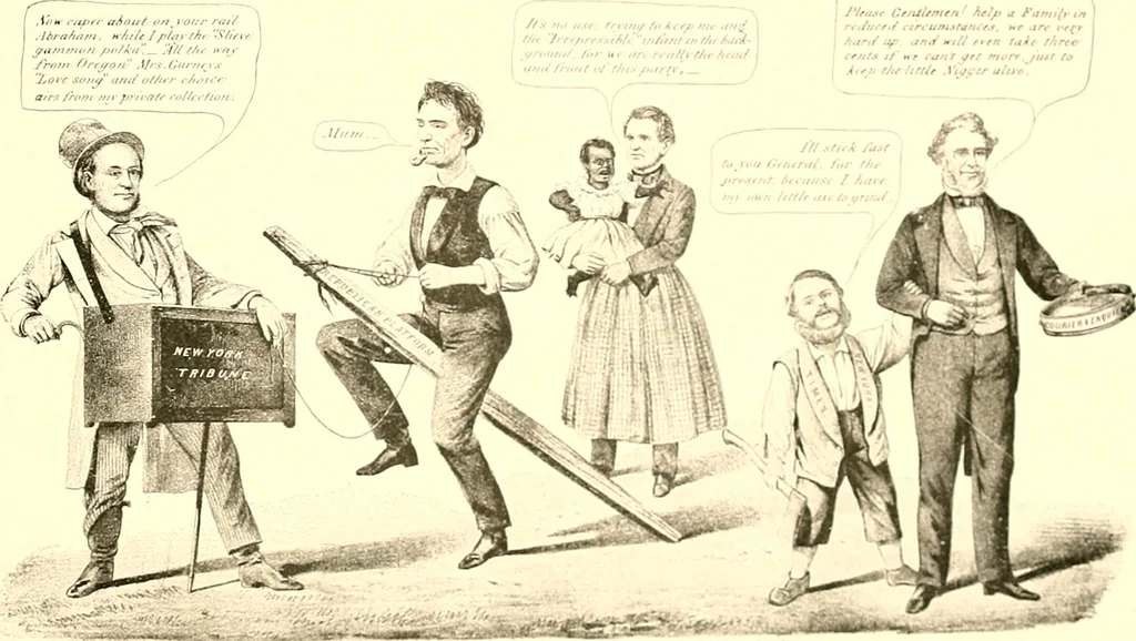 An illustration from American caricatures pertaining to the Civil War, 1918, leaf 56