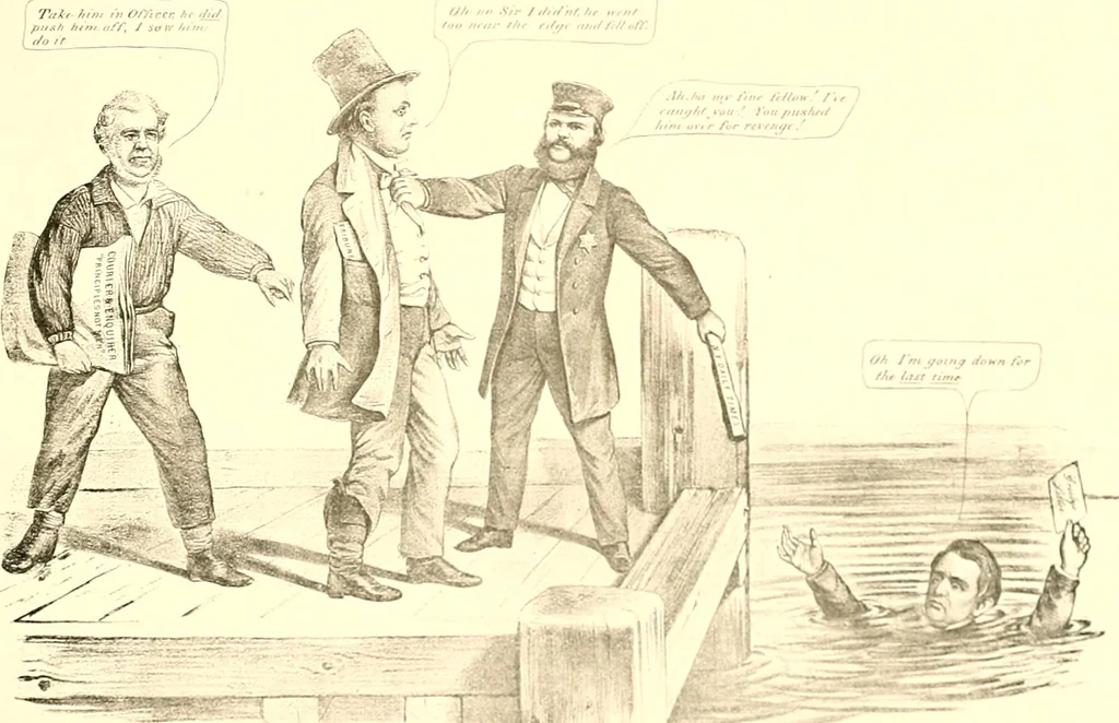 An illustration from American caricatures pertaining to the Civil War, 1918, leaf 60