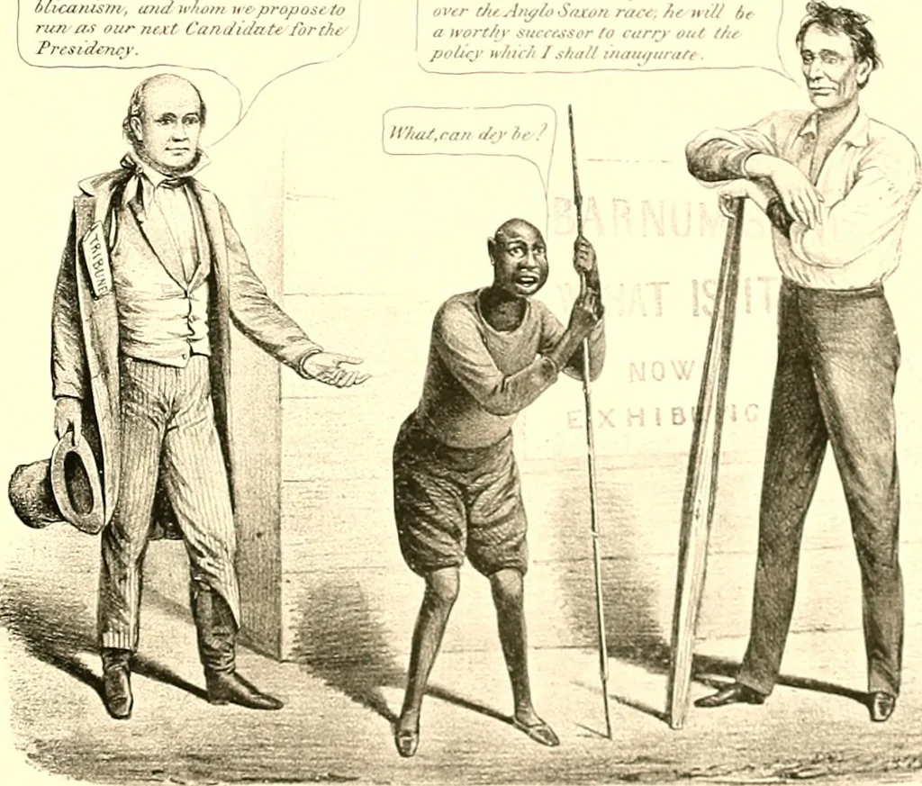 An illustration from American caricatures pertaining to the Civil War, 1918, leaf 64