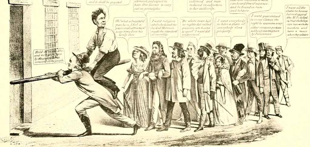 An illustration from American caricatures pertaining to the Civil War, 1918, leaf 66
