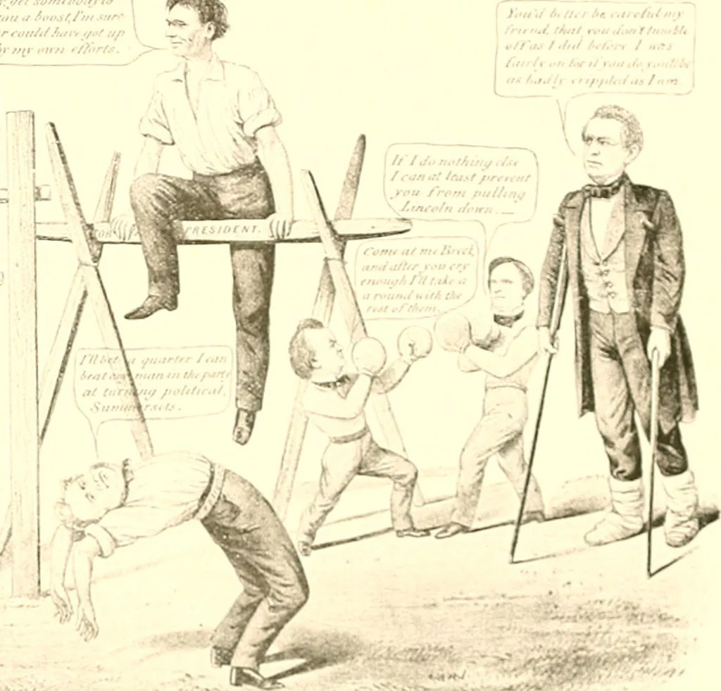 An illustration from American caricatures pertaining to the Civil War, 1918, leaf 68