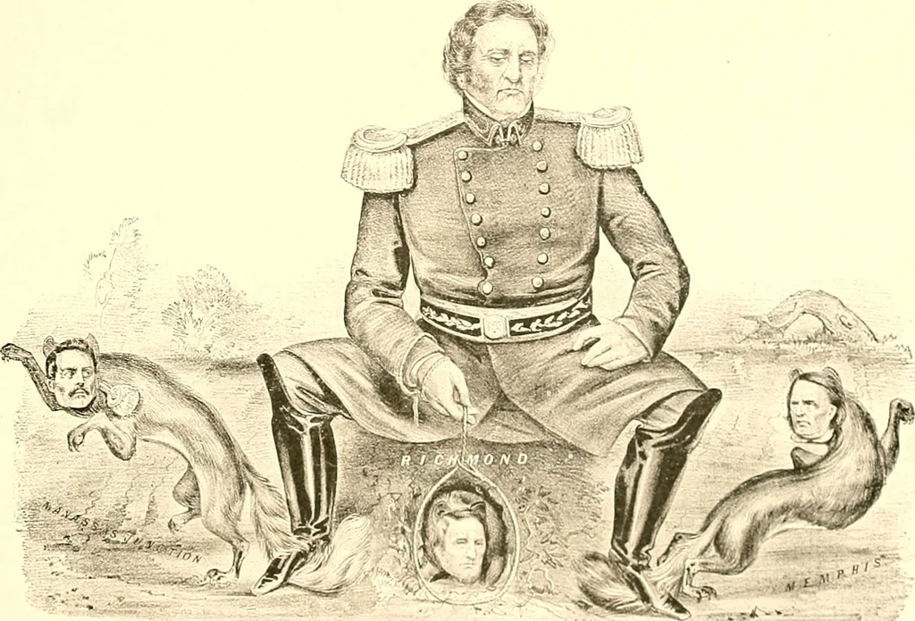 An illustration from American caricatures pertaining to the Civil War, 1918, leaf 72