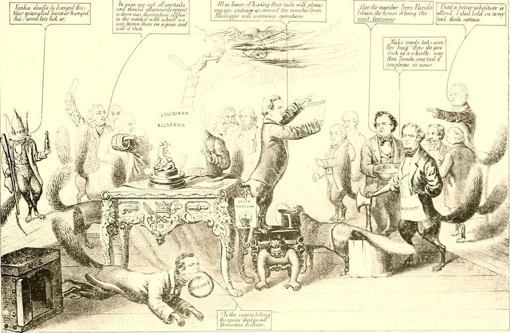 An illustration from American caricatures pertaining to the Civil War, 1918, leaf 76