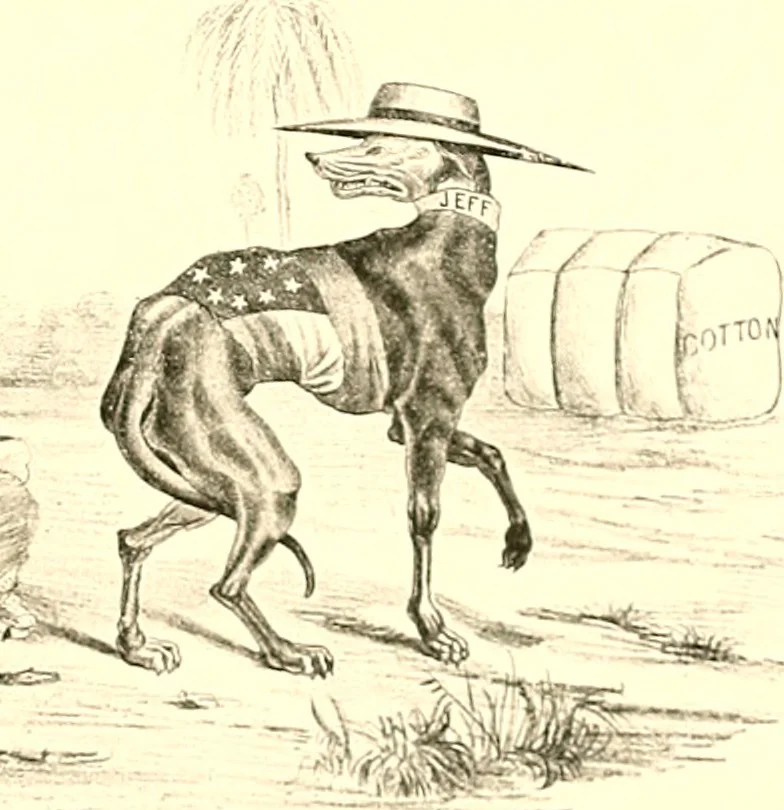 An illustration from American caricatures pertaining to the Civil War, 1918, leaf 82