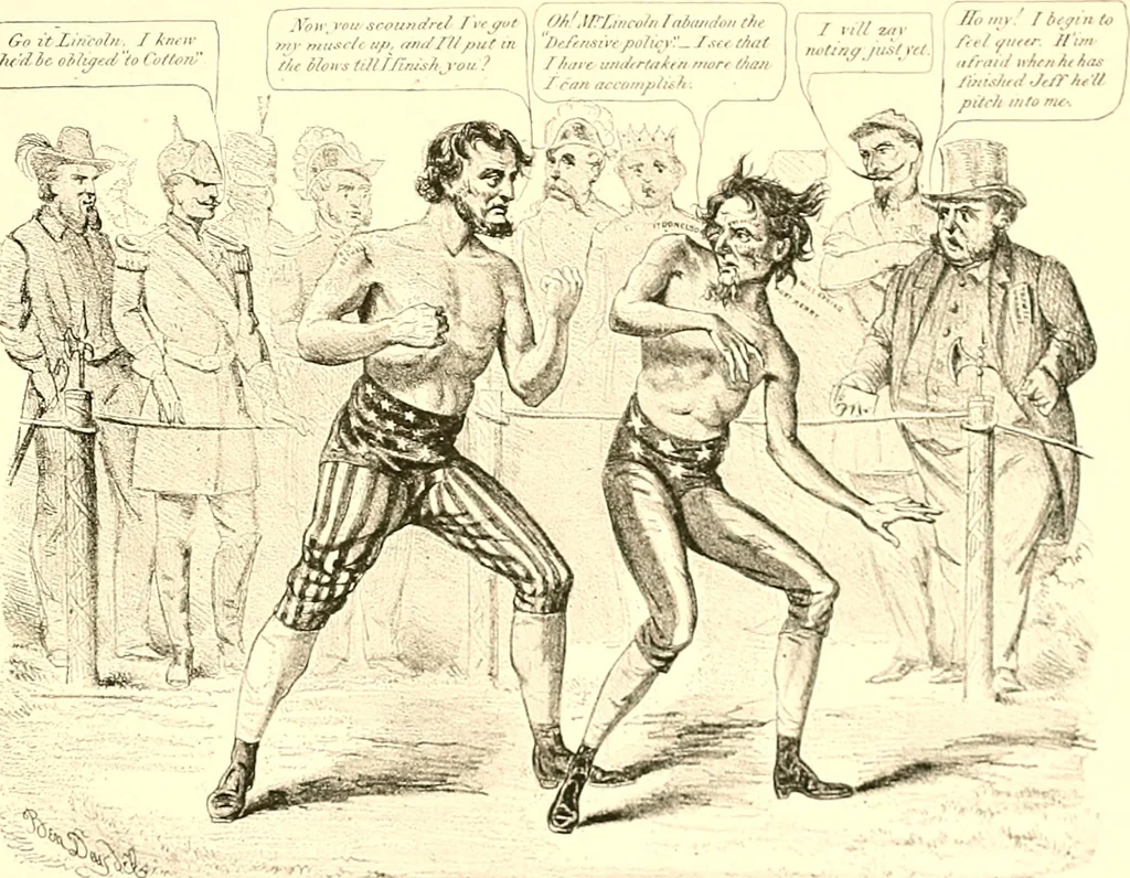 An illustration from American caricatures pertaining to the Civil War, 1918, leaf 84