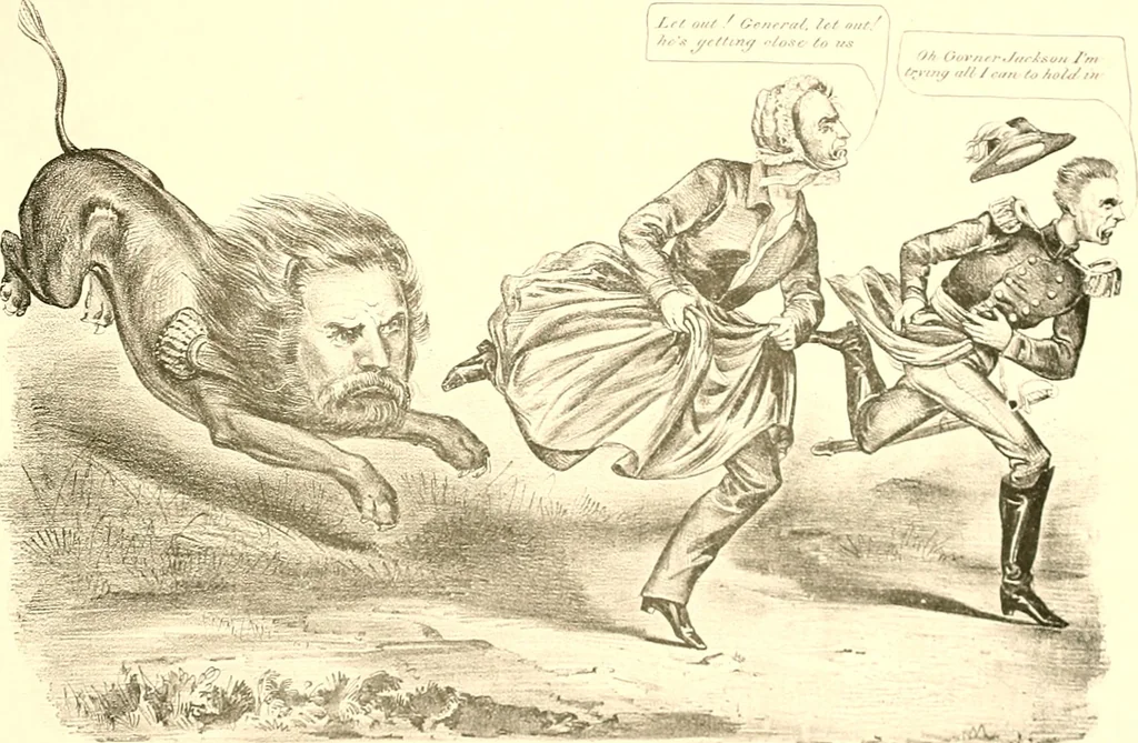 An illustration from American caricatures pertaining to the Civil War, 1918, leaf 90