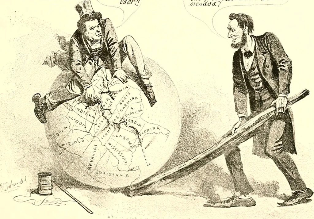 An illustration from American caricatures pertaining to the Civil War, 1918, leaf 98
