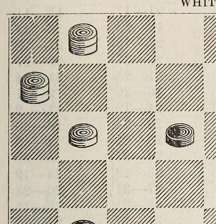 An illustration from American checker player, 1875, leaf 185