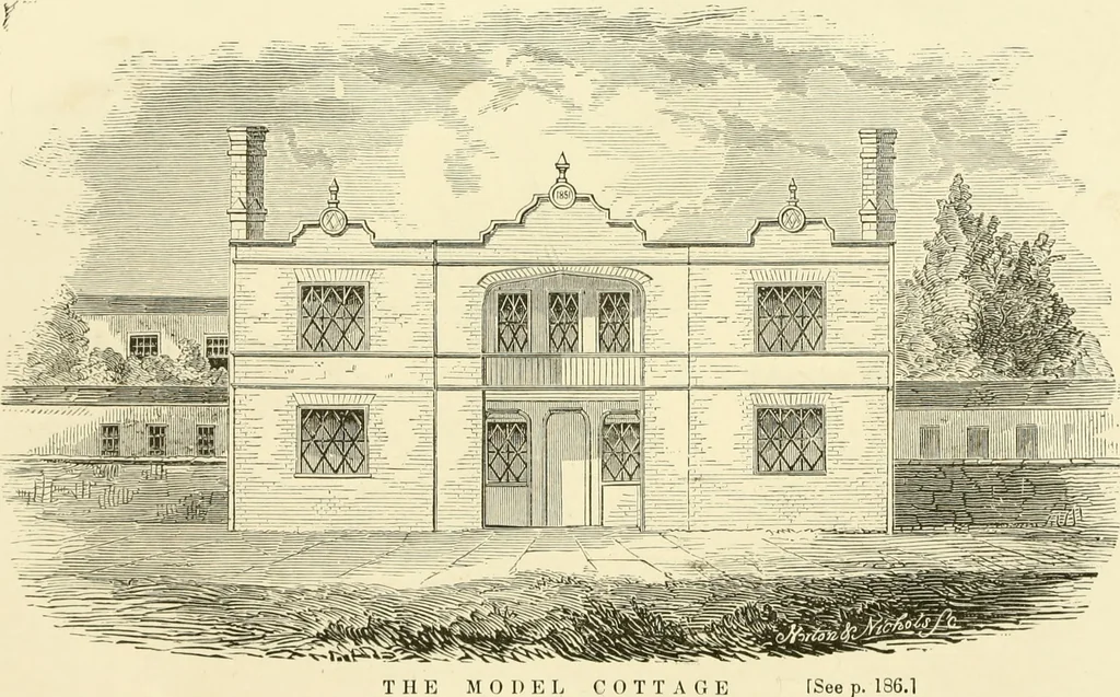 An illustration from The American cottage builder : a series of designs, plans, and specifications, from $200 to $20,000, for homes for the people ; together with warming, ventilation, drainage, painting and landscape gardening, 1876, leaf 204