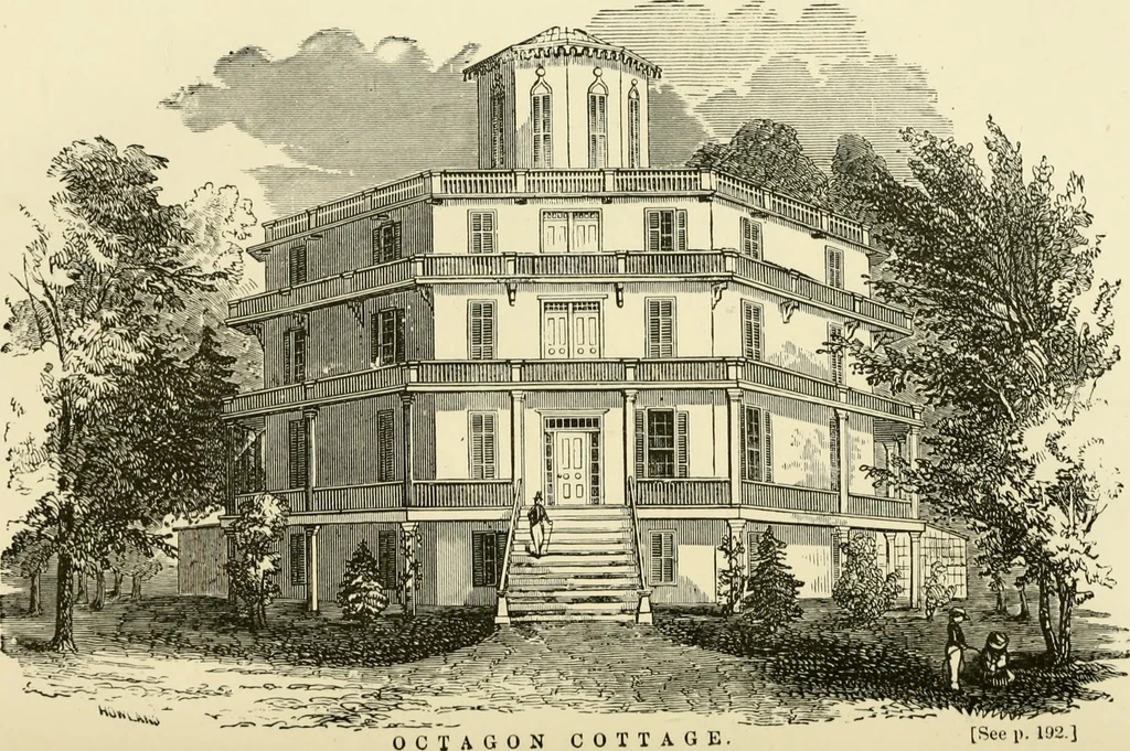 An illustration from The American cottage builder : a series of designs, plans, and specifications, from $200 to $20,000, for homes for the people ; together with warming, ventilation, drainage, painting and landscape gardening, 1876, leaf 214